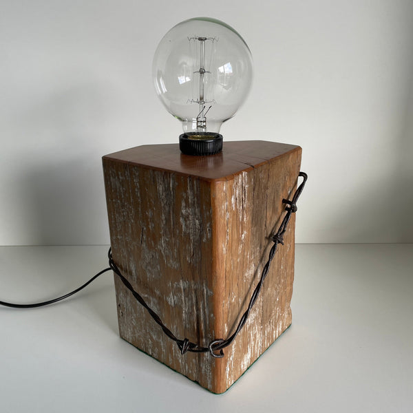 Shades at Grays Edison Lamp Edison Timber Table Lamp - Totara Post #17 handcrafted lighting made in new zealand