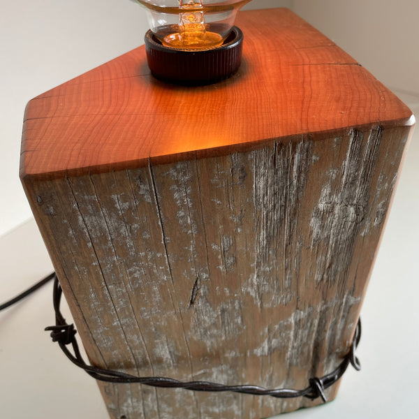 Shades at Grays Edison Lamp Edison Timber Table Lamp - Totara Post #17 handcrafted lighting made in new zealand