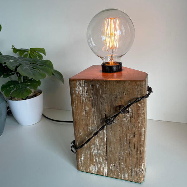 Shades at Grays Edison Lamp Edison Timber Table Lamp - Totara Post #17 handcrafted lighting made in new zealand