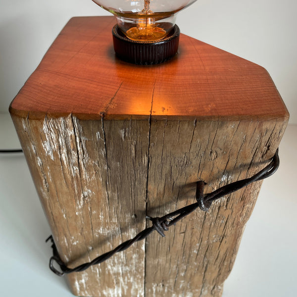 Shades at Grays Edison Lamp Edison Timber Table Lamp - Totara Post #17 handcrafted lighting made in new zealand