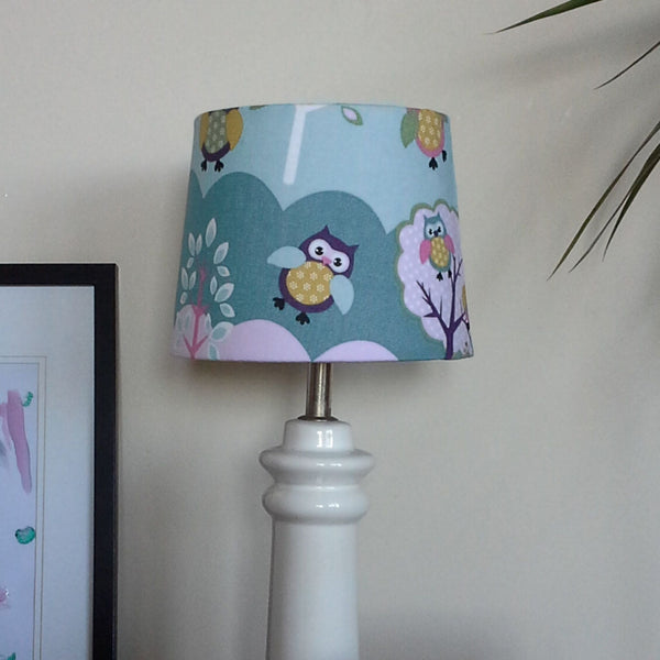Shades at Grays Lampshades Owl print lampshade handcrafted lighting made in new zealand