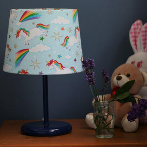 Handmade childrens lampshade, unicorn fabric
