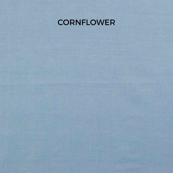 Solid cornflower blue color swatch with 'CORNFLOWER' text