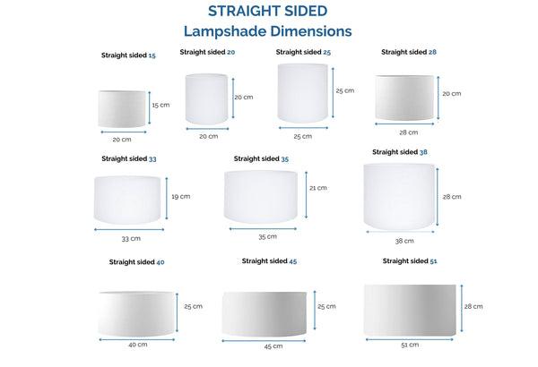 Dimensions of straight sided or drum lamp shades