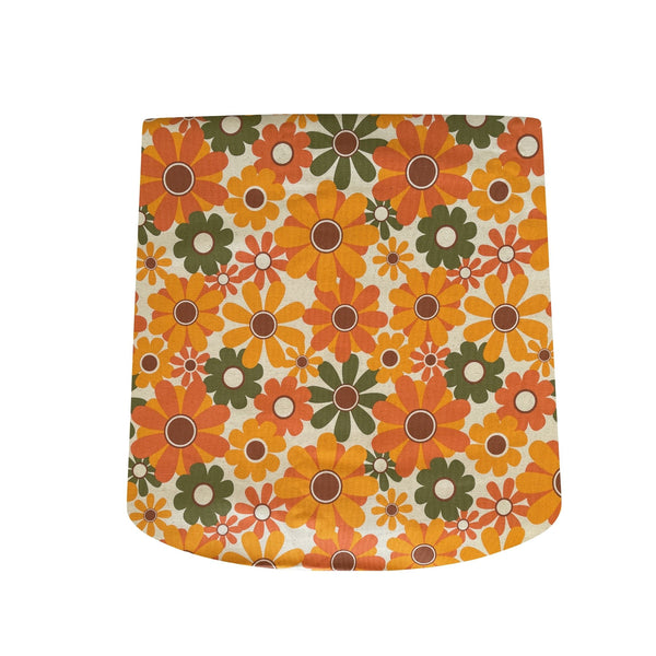 Large tapered lampshade by shades at grays in mid century flower power fabric. 