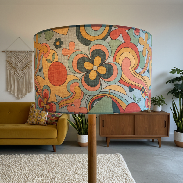 60s Swirl handcrafted lampshade in Living Room by shades at grays.