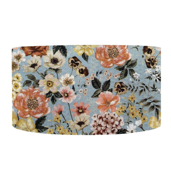 Barrel lampshade in floral mix fabric handcrafted by shades at grays.