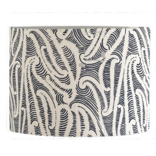 Bespoke drum light shade with Aho Creative fabric, made in nz.