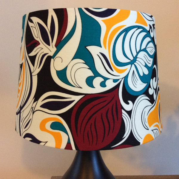 Close up handcrafted fabric lamp shade by shades at grays, made in new zealand
