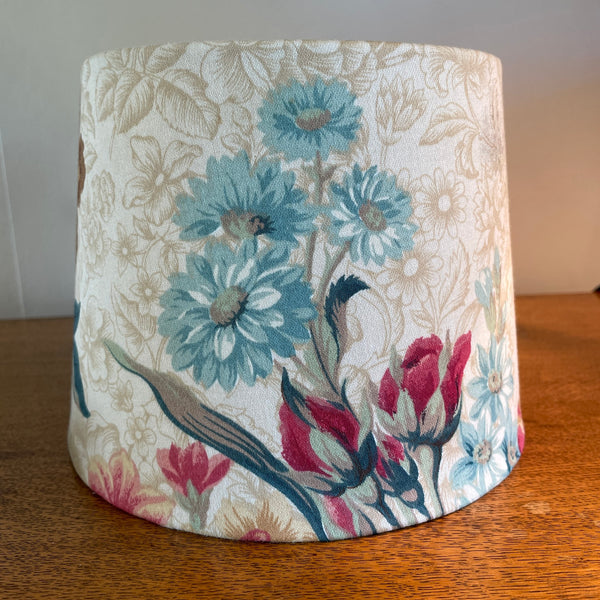 Blue daisies, close up small tapered lamp shade, made to order by shades at grays