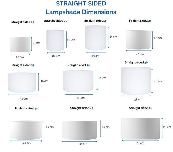 Dimensions of straight sided lamp shade frame options