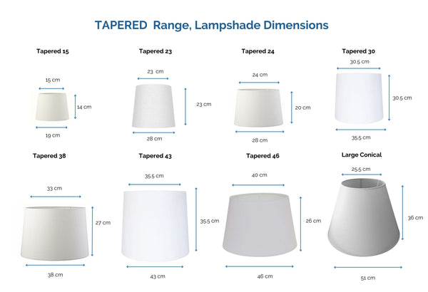 Dimensions of 8 tapered lamp shades
