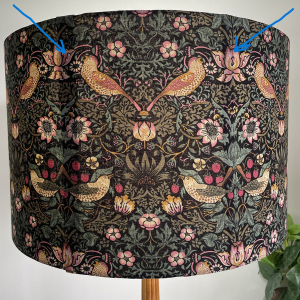 Ready-made LARGE Strawberry Thief Black lampshade