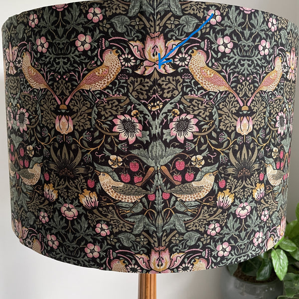 Ready-made LARGE Strawberry Thief Black lampshade