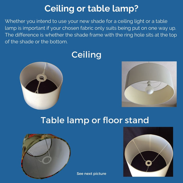 Guide to choosing ceiling or table lampshade for bespoke fabric lampshades