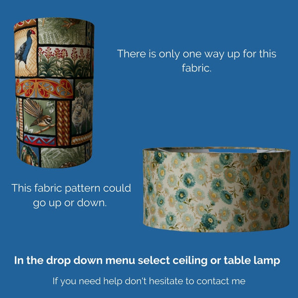 Guide to choosing fabric for ceiling pendant or table lamp, by Shades at Grays