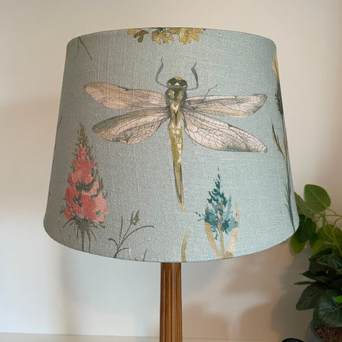 Dragonfly Blue | LINEN Fabric lampshade | Handcrafted