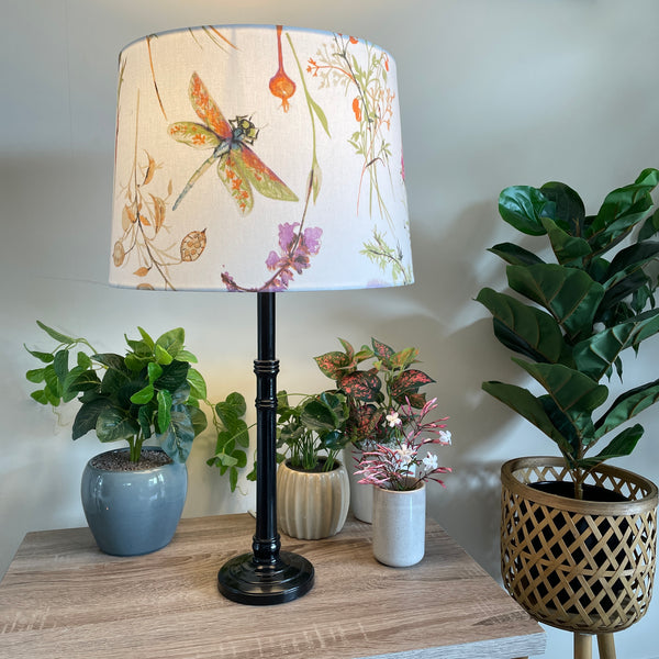 Dragonfly pink-cream fabric lampshade