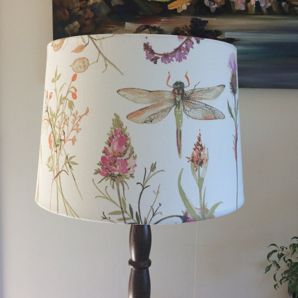 Dragonfly pink-cream fabric lampshade