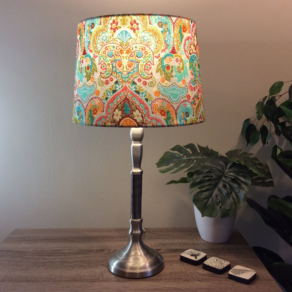 Shades at Grays Lampshades Teal paisley lampshade handcrafted lighting made in new zealand