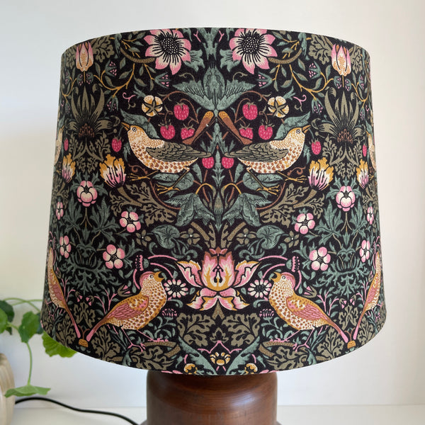 Morris & Co | Strawberry Thief Black | Fabric Lampshade | Made in NZ