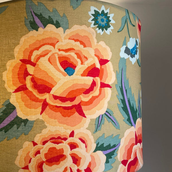 Close up of Kaffe Fassett lampshade