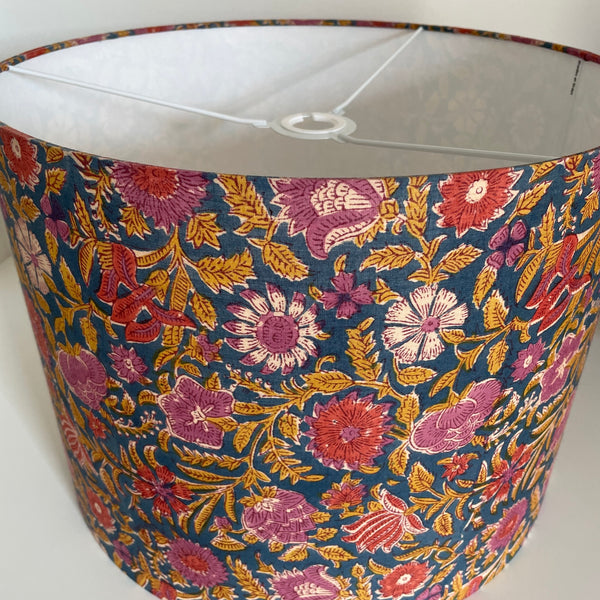 One-off Blue Floral Drum Lampshade | 40cm | Ex-display