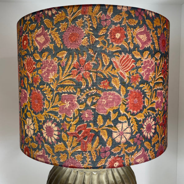 One-off Blue Floral Drum Lampshade | 40cm | Ex-display