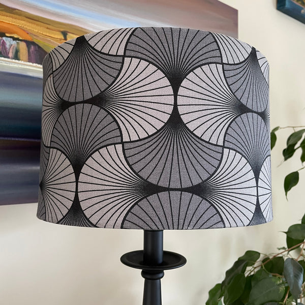 Large handcrafted fabric lampshade, by shades at grays