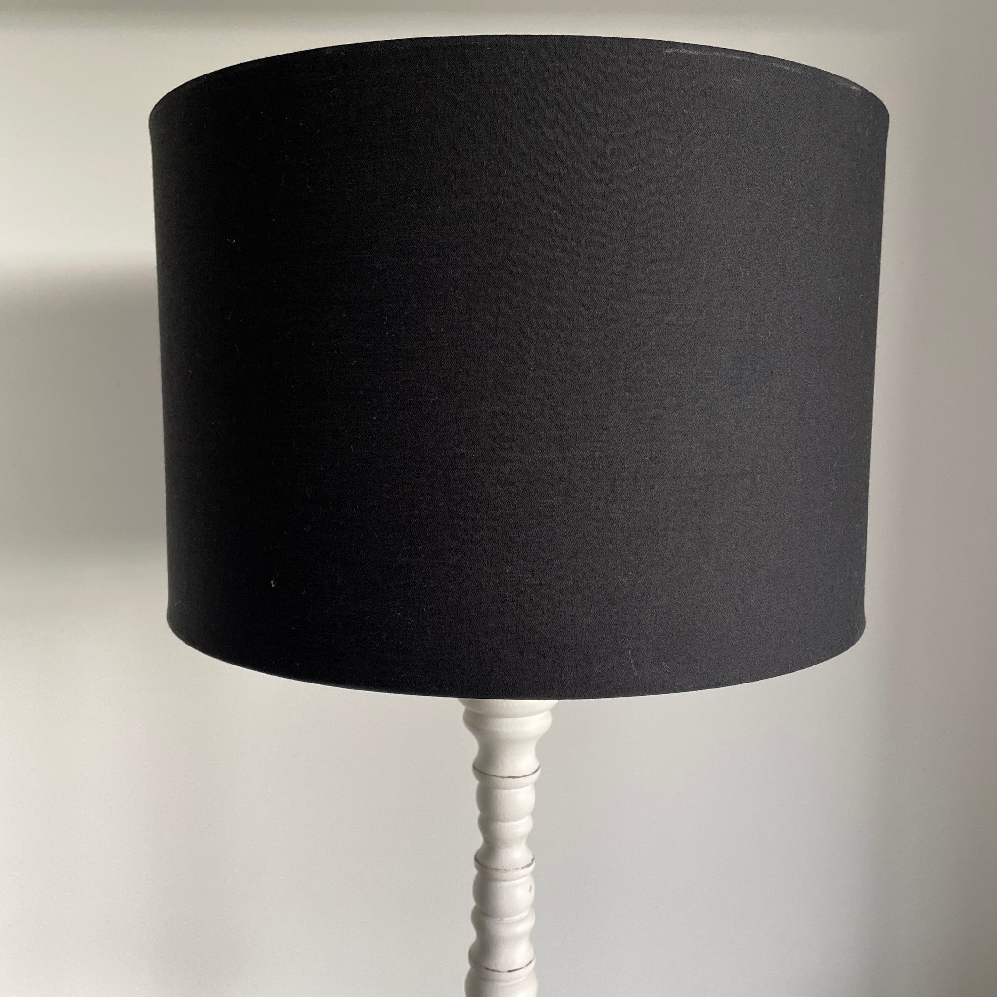 Medium black drum lampshade 35 cm wide and 25 cm high.