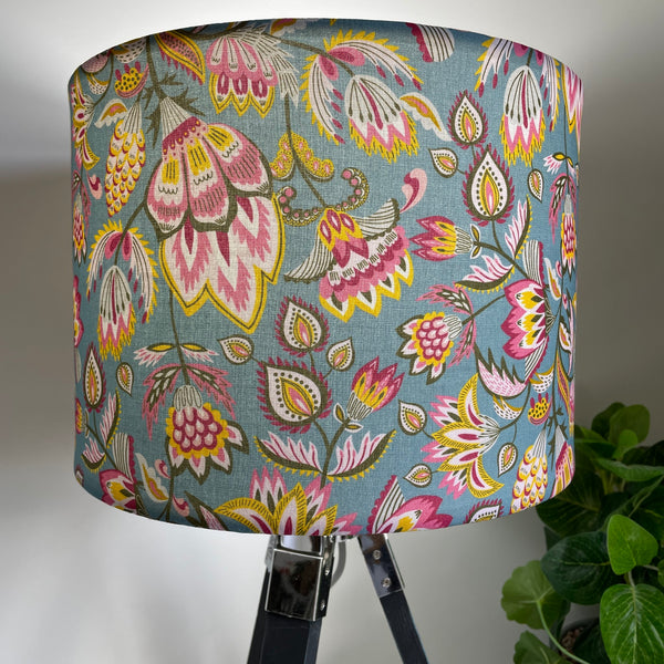 Medium drum fabric lamp shade, handcrafted by shades at grays in new zealand