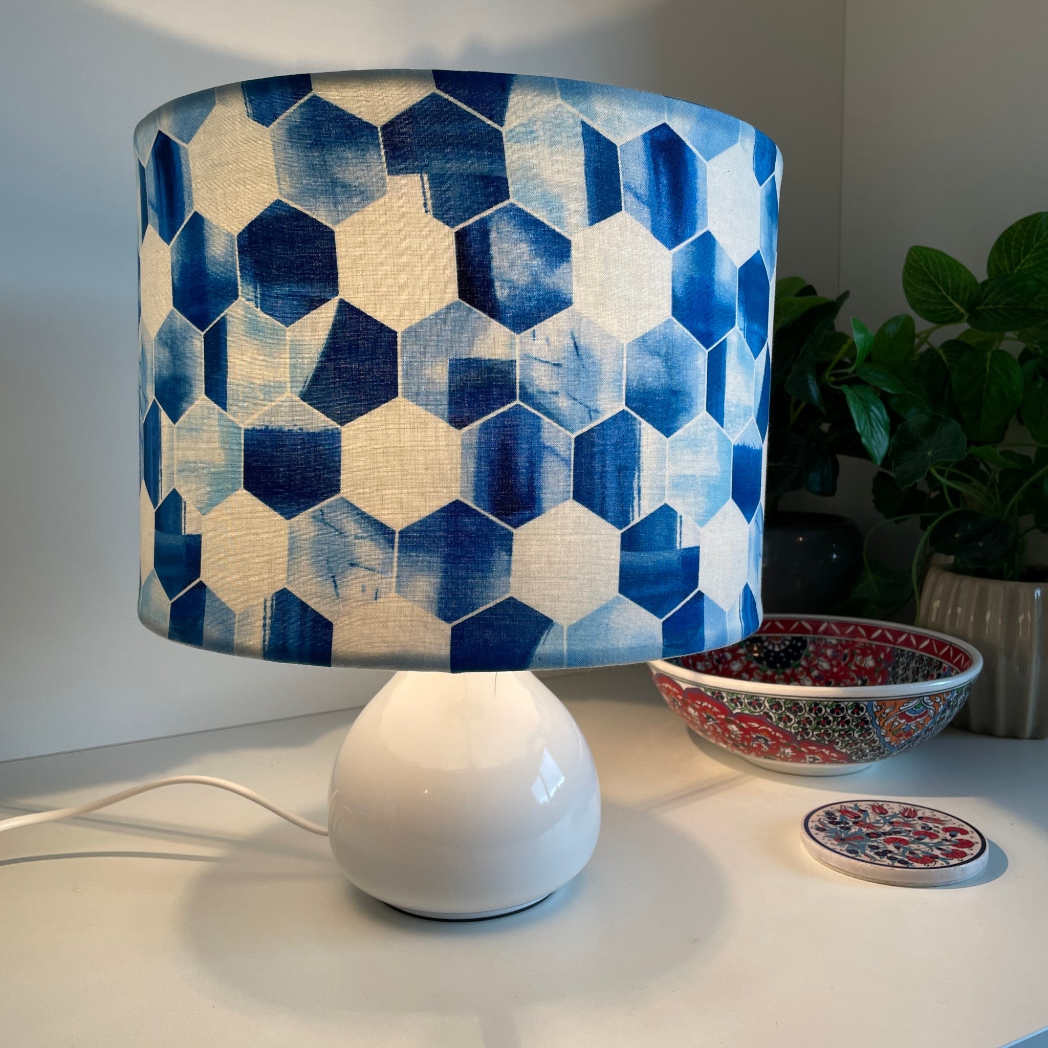 Hexagon Print | Fabric lampshade | Handcrafted in NZ