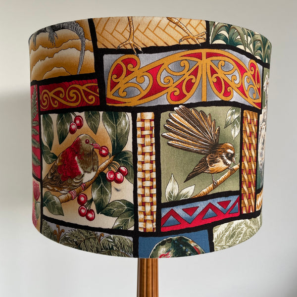 Medium drum handcrafted fabric lamp shade, made by Shades at Grays in NZ
