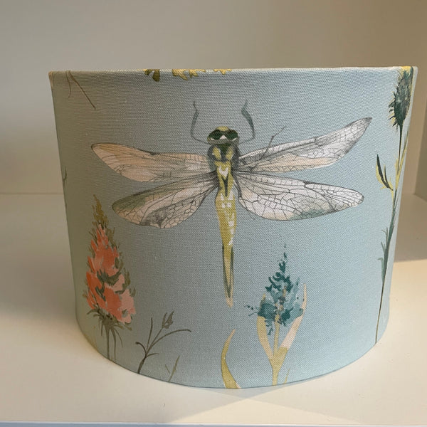 Ready-made Medium Drum lampshade | Blue Dragonfly Fabric
