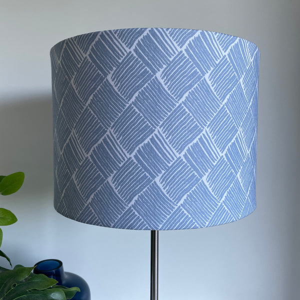 Medium drum handcrafted fabric lamp shade, unlit.