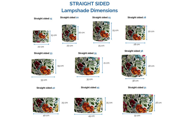 Range of drum light shade sizes with dimensions made by shades at grays nz