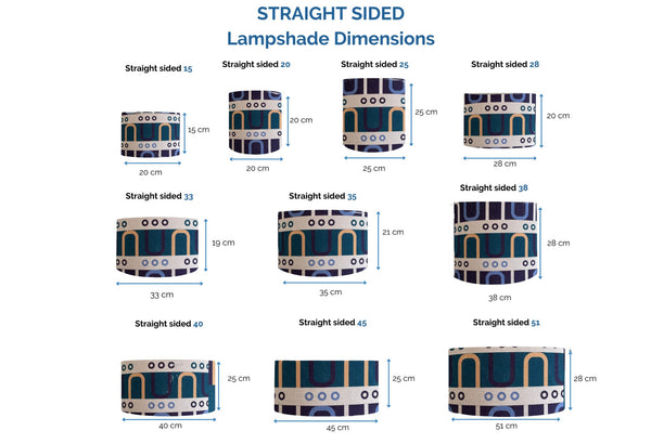Range of drum style light shades sizes with dimensions by shades at grays, nz.