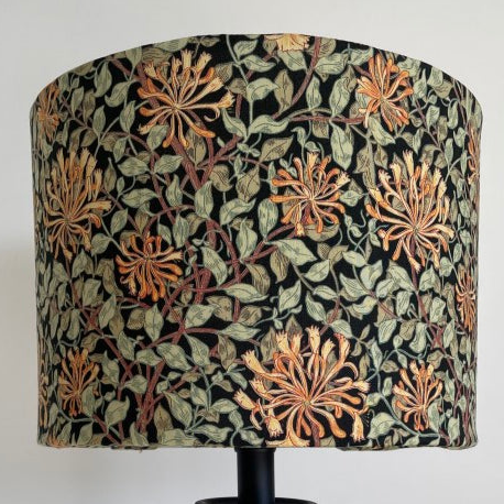 Morris & Co Honeysuckle - Black - Fabric Lampshade