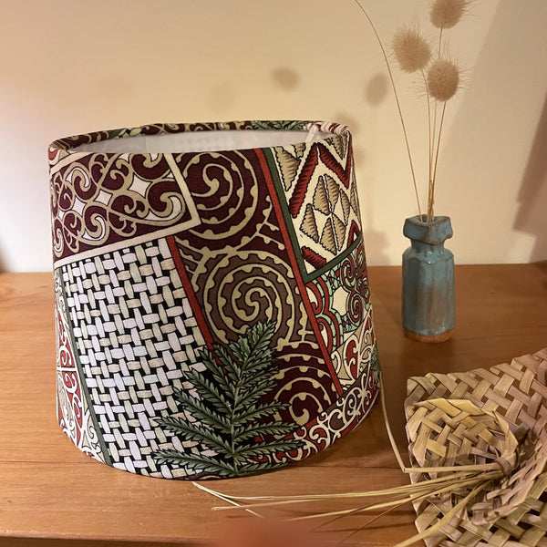 Shades at grays small tapered hand crafted fabric lampshade, unlit.