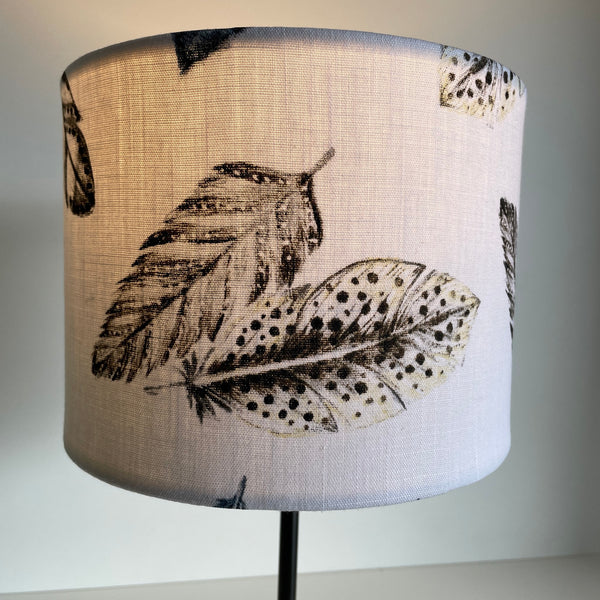Small drum fabric lampshade handcrafted, bespoke