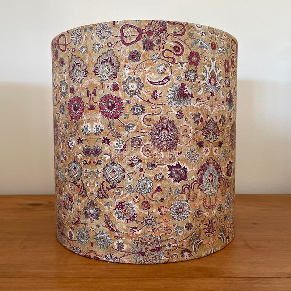 Straight sided 25 lamp shade with eastern paisely fabric, unlit