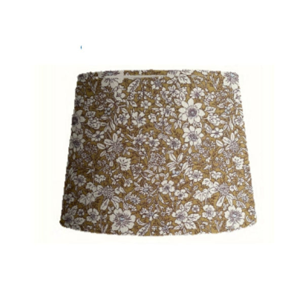 Tapered style lamp shade with manuka sage fabric, handcrafted by shades at grays nz