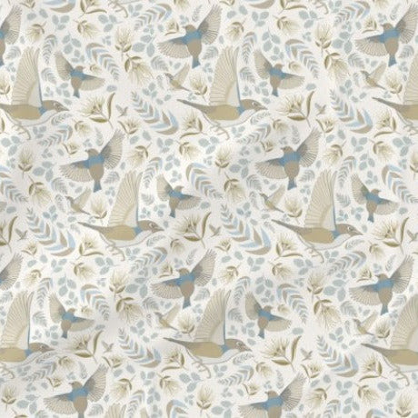 Tauhou Pale Bird Pattern fabric, sample