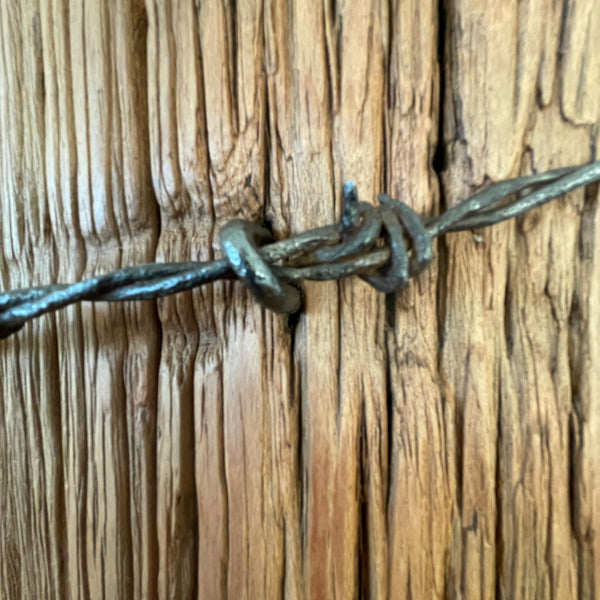 Close up of sanded and polished vintage wire on eroded detail.