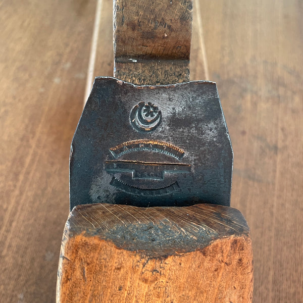Original branding mark on vintage table lamp, more than 100 years old by shades at grays.