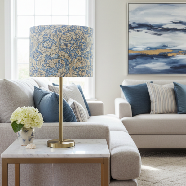 Bachelor's Button Lamp on Side Table