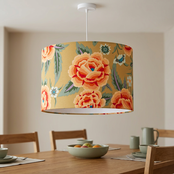 Embroidered Shawl ceiling pendant in a warm dining room