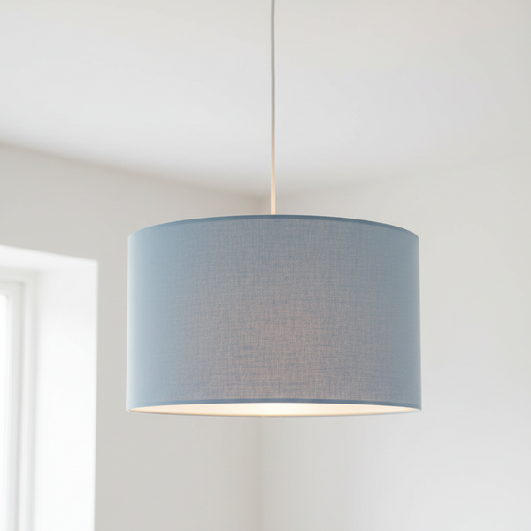 Cornflower blue barrel style ceiling pendant lampshade