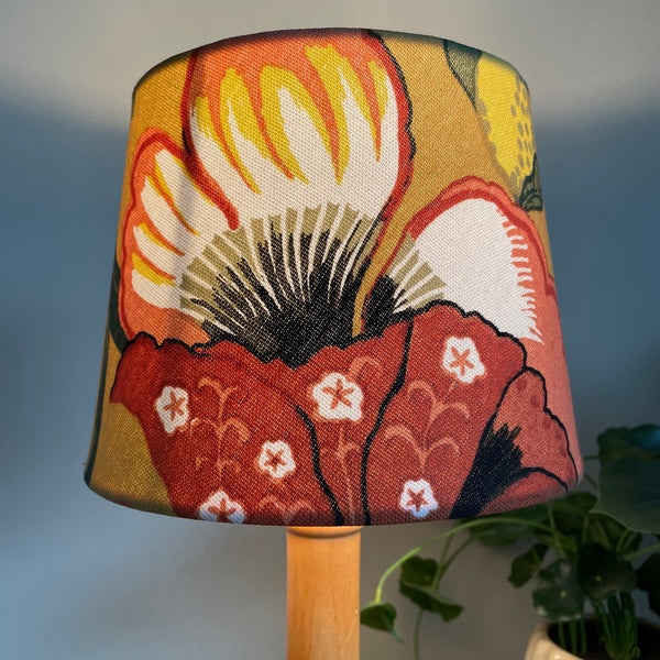 Shades at Grays Lampshades Small tapered / Ceiling/pendant / 29mm Mustard floral lampshade handcrafted lighting made in new zealand