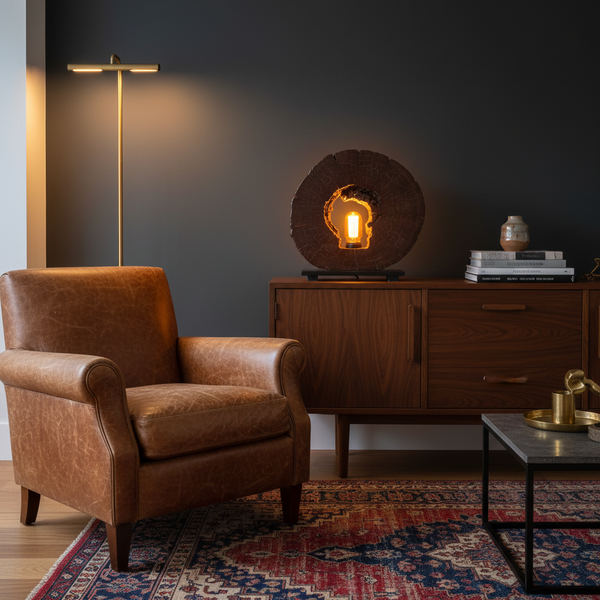 Jarrah Heritage Lamp – Living Room Lifestyle